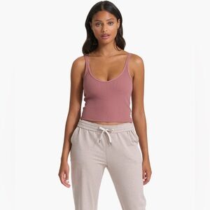 Vuori Women’s L Marsala Ribbed Crop Tank Cross Back New